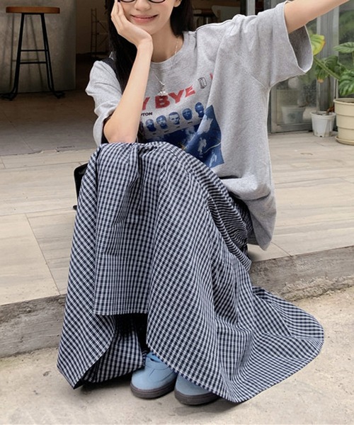 チナ様　RDティアードブルー セール】 【S/Mサイズ】イニシャル刺繍7分袖ティアード