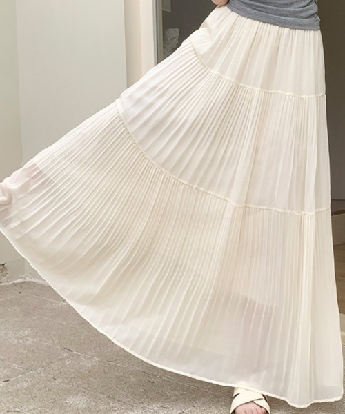Ritzy(リッツィー)の「シアー シフォンプリーツ ティアードスカート(スカート・レディース・ホワイト/パープル/アイボリー・M/L)」の6枚目の写真