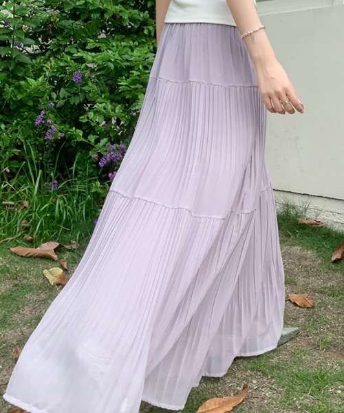 Ritzy(リッツィー)の「シアー シフォンプリーツ ティアードスカート(スカート・レディース・ホワイト/パープル/アイボリー・M/L)」の9枚目の写真