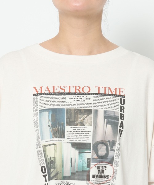 LOWRYS FARM（ローリーズファーム）の「ＮＥＷＳ　ＰＡＰＥＲ　ＴＥＥ　 576808（Tシャツ/カットソー・レディース・チャコールグレー/ホワイト/ブルー・FREE）」の17枚目の写真