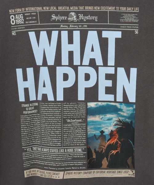 LOWRYS FARM（ローリーズファーム）の「ＮＥＷＳ　ＰＡＰＥＲ　ＴＥＥ　 576808（Tシャツ/カットソー・レディース・チャコールグレー/ホワイト/ブルー・FREE）」の21枚目の写真