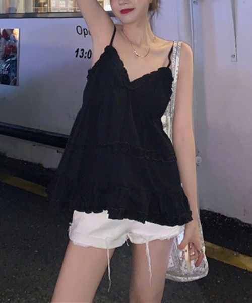 MASHIRO(マシロ)の「【MASHIRO】フリルキャミチュニック(MA/EKW116)(チュニック・レディース・ブラック/ホワイト・FREE)」の17枚目の写真