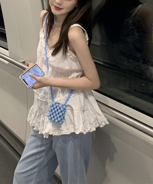 MASHIRO(マシロ)の「【MASHIRO】フリルキャミチュニック(MA/EKW116)(チュニック・レディース・ブラック/ホワイト・FREE)」の9枚目の写真