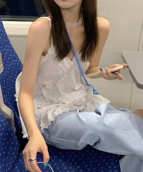 MASHIRO(マシロ)の「【MASHIRO】フリルキャミチュニック(MA/EKW116)(チュニック・レディース・ブラック/ホワイト・FREE)」の6枚目の写真