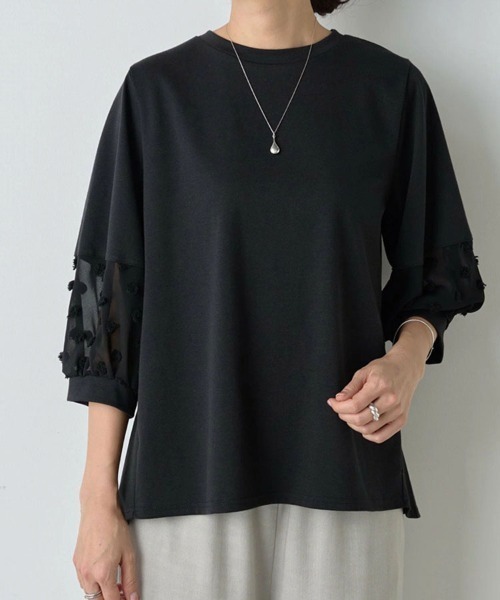 SallyLunn(サリーラン)の「ポイントシアー7部袖トップス(Tシャツ/カットソー・レディース・ブラック/ホワイト・MEDIUM/LARGE)」の2枚目の写真