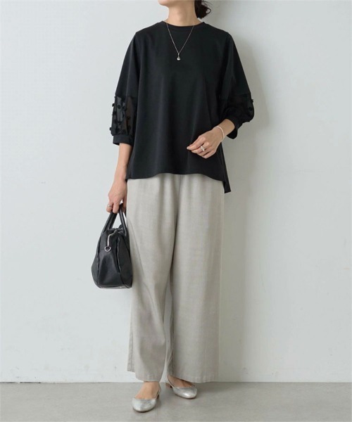 SallyLunn(サリーラン)の「ポイントシアー7部袖トップス(Tシャツ/カットソー・レディース・ブラック/ホワイト・MEDIUM/LARGE)」の5枚目の写真