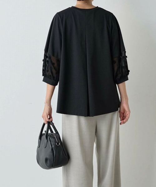 SallyLunn(サリーラン)の「ポイントシアー7部袖トップス(Tシャツ/カットソー・レディース・ブラック/ホワイト・MEDIUM/LARGE)」の6枚目の写真