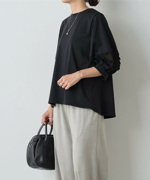 SallyLunn(サリーラン)の「ポイントシアー7部袖トップス(Tシャツ/カットソー・レディース・ブラック/ホワイト・MEDIUM/LARGE)」の7枚目の写真