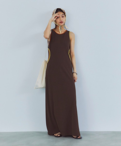 LIENCOEUR（リアンクール）の「バイカラーデザインワンピース（ワンピース・レディース・ブラウン/ブラック/グレー・FREE）」の14枚目の写真