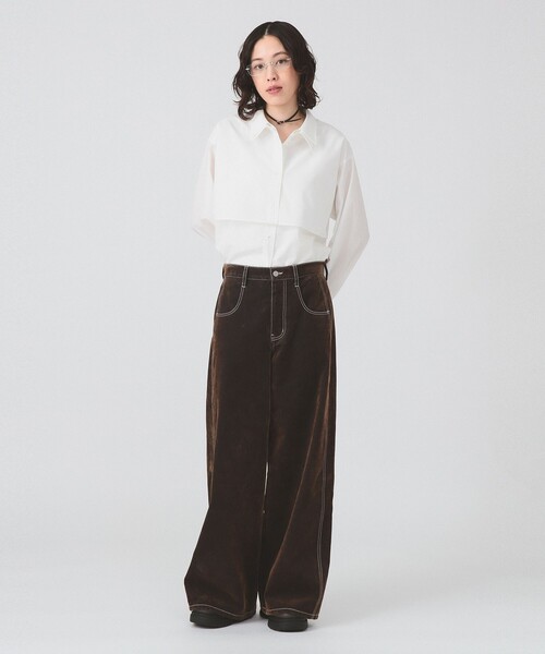 Ray BEAMS(レイビームス)の「Wカラー レイヤード シャツ(シャツ/ブラウス・レディース・サックスブルー/ホワイト・ONE SIZE)」の3枚目の写真