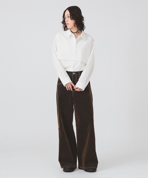 Ray BEAMS(レイビームス)の「Wカラー レイヤード シャツ(シャツ/ブラウス・レディース・サックスブルー/ホワイト・ONE SIZE)」の4枚目の写真