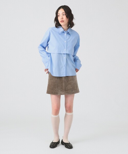 Ray BEAMS(レイビームス)の「Wカラー レイヤード シャツ(シャツ/ブラウス・レディース・サックスブルー/ホワイト・ONE SIZE)」の8枚目の写真