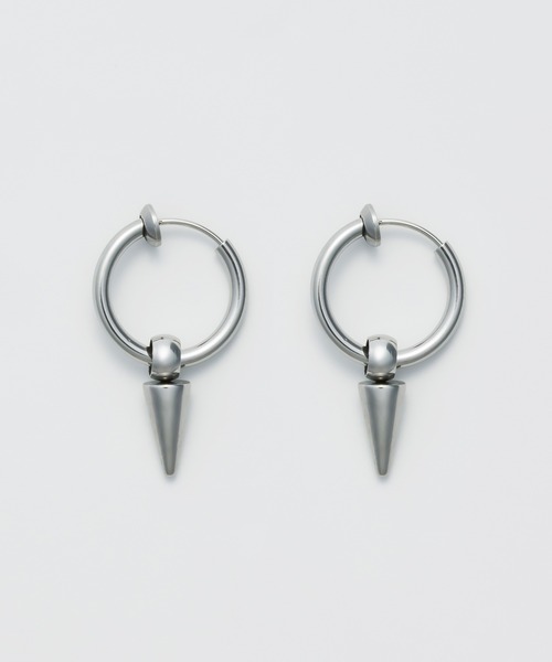 WYZ surgical stainless(ダブリューワイジィーサージカルステンレス)の「【 金属アレルギー対応 】トーンモチーフ イヤリング サージカルステンレス(両耳用)(イヤリング・メンズ・シルバー・FREE)」の2枚目の写真
