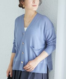 《手洗い可能》ハイゲージワイドVネックカーディガン