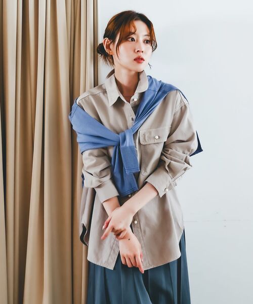 le.coeur blanc（ルクールブラン）の「《手洗い可能》ハイゲージワイドVネックカーディガン（カーディガン/ボレロ・レディース・グレイッシュベージュ/ブルー/ブラウン/ピンク・38）」の16枚目の写真