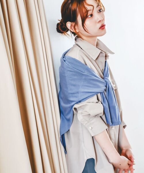 le.coeur blanc（ルクールブラン）の「《手洗い可能》ハイゲージワイドVネックカーディガン（カーディガン/ボレロ・レディース・グレイッシュベージュ/ブルー/ブラウン/ピンク・38）」の17枚目の写真