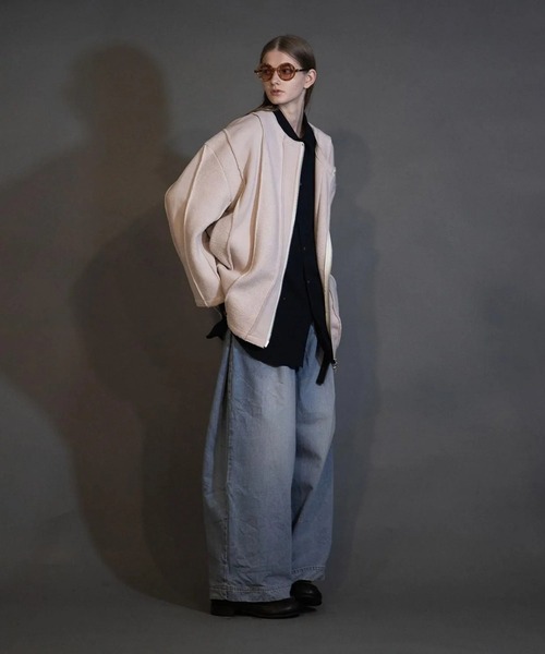 my beautiful landlet（マイビューティフルランドレット）の「【my beautiful landlet】12oz DENIM TUCK WIDE PANTS（USED）（デニムパンツ・メンズ・ブラック/インディゴブルー・0/1/2）」の2枚目の写真