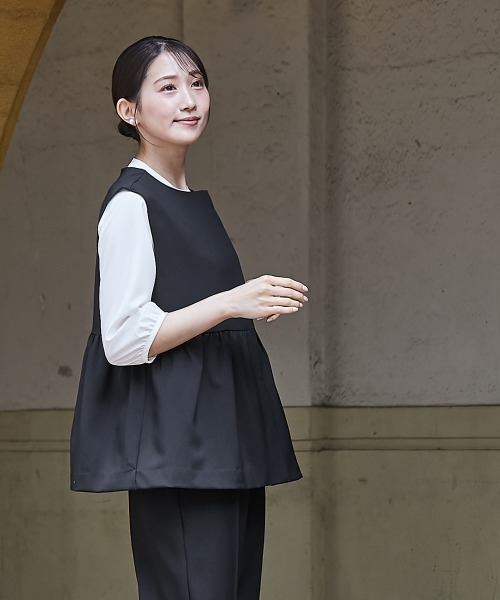 Petitjo(プッチージョ)の「小さいサイズ 【レディーススーツ】ペプラムベスト (セットアップ対応・上下別売り) 低身長さん・小柄女性(スーツセット・レディース・ネイビー/ブラック/グレイッシュベージュ・PL/PM/PS/PSS)」の17枚目の写真