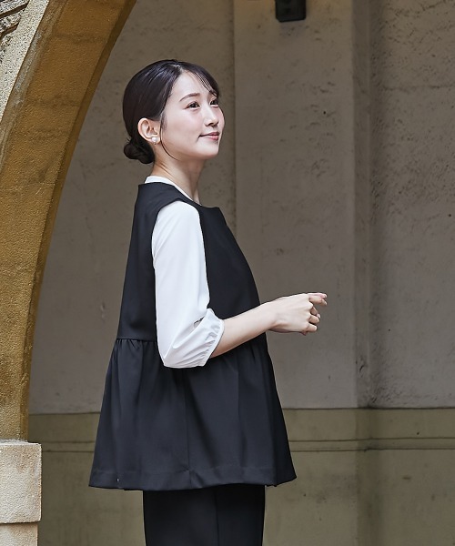 セール】小さいサイズ 【レディーススーツ】ペプラムベスト