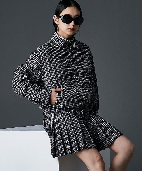 GEVS.(ジェイヴィス)の「チェックブルゾン<大きいサイズ有>GEVS.(ブルゾン・レディース・ブラック系/ブラウン系・5L/4L/3L/LL/L/M)」の2枚目の写真