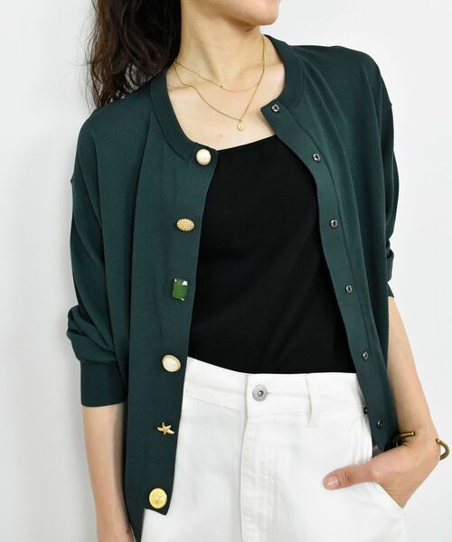 le.coeur blanc（ルクールブラン）の「TORRAZZO DONNA ビジューカーディガン（カーディガン/ボレロ・レディース・ブラウン/グリーン/ライトベージュ・38）」の6枚目の写真