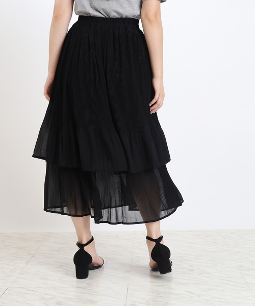 TRUDEA(トルディア)の「プリーツティアードスカート(花柄・無地)(スカート・レディース・ブラック/ベージュ/ライトグレー・MEDIUM)」の14枚目の写真
