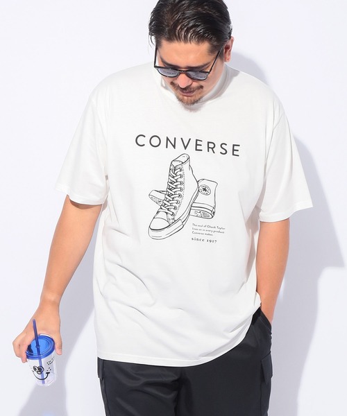 CONVERSE(コンバース)の「CONVERSE (コンバース) フロントプリント 半袖Tシャツ(Tシャツ/カットソー・メンズ・ホワイト/カーキ/ブラック/ブルー・5L/4L/3L)」の2枚目の写真