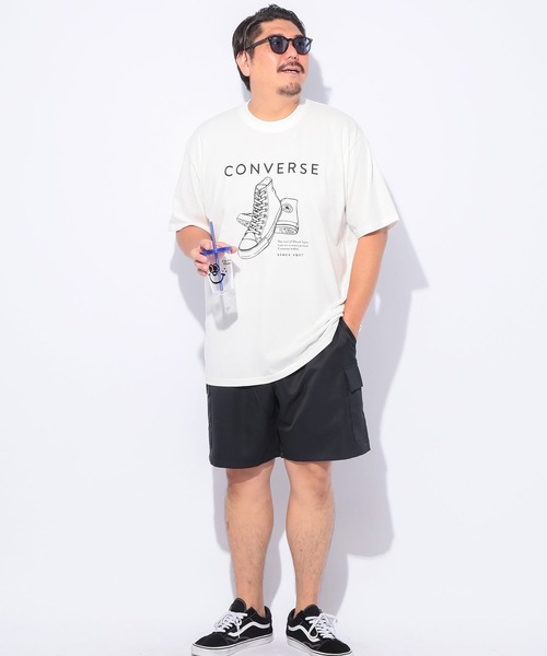 CONVERSE(コンバース)の「CONVERSE (コンバース) フロントプリント 半袖Tシャツ(Tシャツ/カットソー・メンズ・ホワイト/カーキ/ブラック/ブルー・5L/4L/3L)」の5枚目の写真