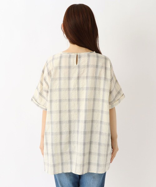 one'sterrace(ワンズテラス)の「ラインチェック 5分袖ブラウス(シャツ/ブラウス・レディース・ダークブラウン系8/アイボリー系8/グレー系その他7・02)」の15枚目の写真