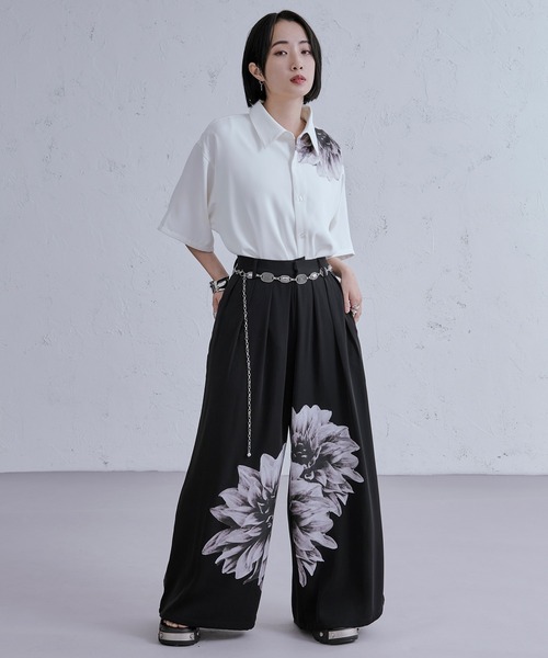 Ellno Loset（エルノロゼット）の「フラワーモチーフプリントパンツ SET UP対応（その他パンツ・メンズ・ブラック/ライトグレー・X-SMALL/SMALL/MEDIUM/LARGE）」の9枚目の写真