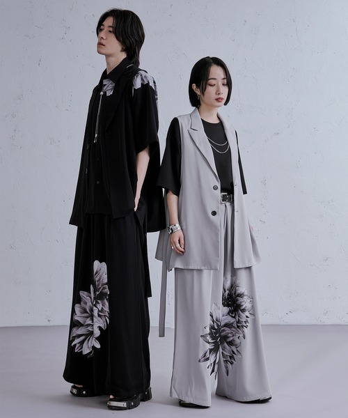 Ellno Loset（エルノロゼット）の「フラワーモチーフプリントパンツ SET UP対応（その他パンツ・メンズ・ブラック/ライトグレー・X-SMALL/SMALL/MEDIUM/LARGE）」の4枚目の写真