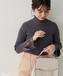 natural couture | 袖口レースもちもちリブタートル(ニット/セーター)