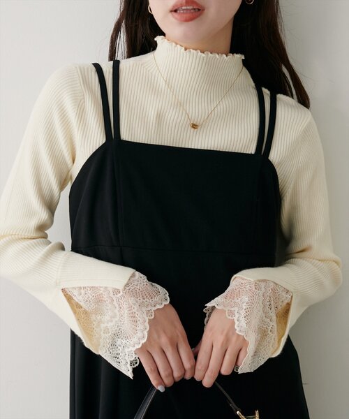 natural couture（ナチュラルクチュール）の「袖口レースもちもちリブタートル（ニット/セーター・レディース・ベージュ系その他/ピンク/ブラック/サックスブルー/ブラック系その他/チャコールグレー/オフホワイト・FREE）」の13枚目の写真