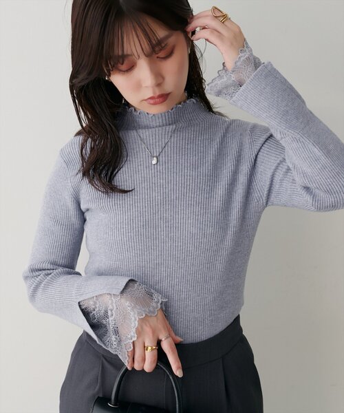 natural couture（ナチュラルクチュール）の「袖口レースもちもちリブタートル（ニット/セーター・レディース・ベージュ系その他/ピンク/ブラック/サックスブルー/ブラック系その他/チャコールグレー/オフホワイト・FREE）」の19枚目の写真