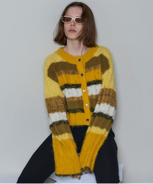 メロディ 2way Neck Multi Border Knit Tops/2WAYネックマルチボーダー