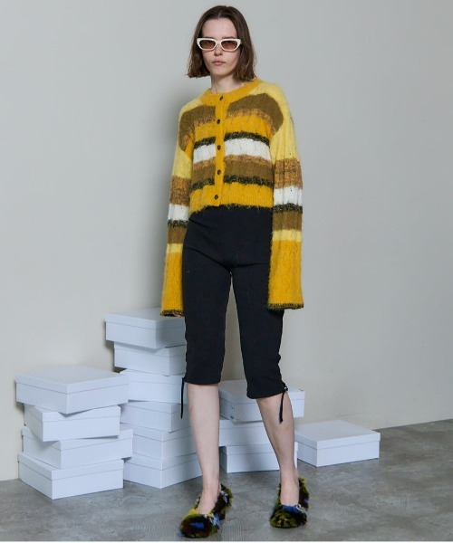 2way Neck Multi Border Knit Tops/2WAYネックマルチボーダーニット