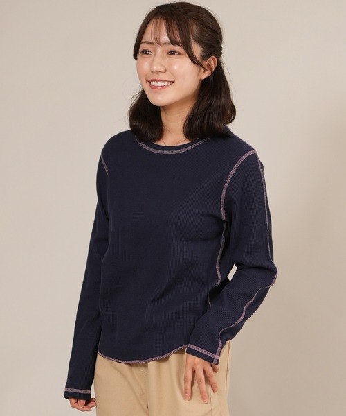 ムラサキスポーツ(ムラサキスポーツ)の「RIKKA FEMME/リッカファム サーマルロンT RF25FW04(Tシャツ/カットソー・レディース・ネイビー/ホワイト/カーキ・M/L/S/M)」の5枚目の写真