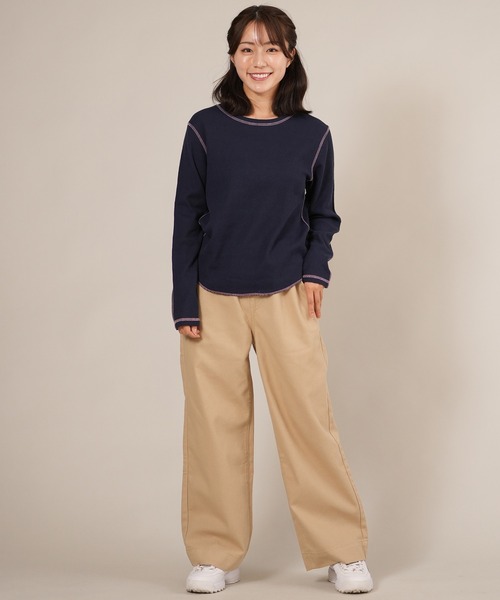 ムラサキスポーツ(ムラサキスポーツ)の「RIKKA FEMME/リッカファム サーマルロンT RF25FW04(Tシャツ/カットソー・レディース・ネイビー/ホワイト/カーキ・M/L/S/M)」の7枚目の写真