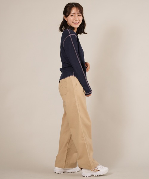 ムラサキスポーツ(ムラサキスポーツ)の「RIKKA FEMME/リッカファム サーマルロンT RF25FW04(Tシャツ/カットソー・レディース・ネイビー/ホワイト/カーキ・M/L/S/M)」の9枚目の写真