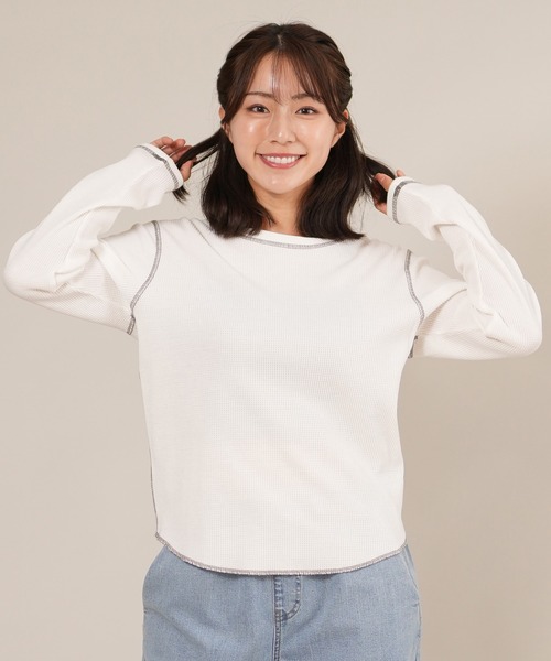 ムラサキスポーツ(ムラサキスポーツ)の「RIKKA FEMME/リッカファム サーマルロンT RF25FW04(Tシャツ/カットソー・レディース・ネイビー/ホワイト/カーキ・M/L/S/M)」の11枚目の写真