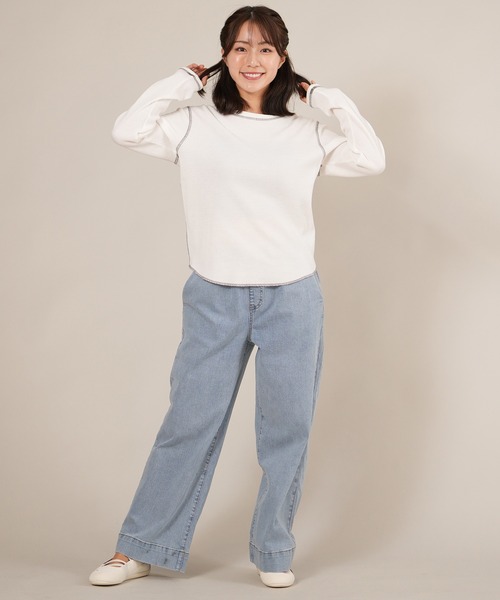 ムラサキスポーツ(ムラサキスポーツ)の「RIKKA FEMME/リッカファム サーマルロンT RF25FW04(Tシャツ/カットソー・レディース・ネイビー/ホワイト/カーキ・M/L/S/M)」の13枚目の写真