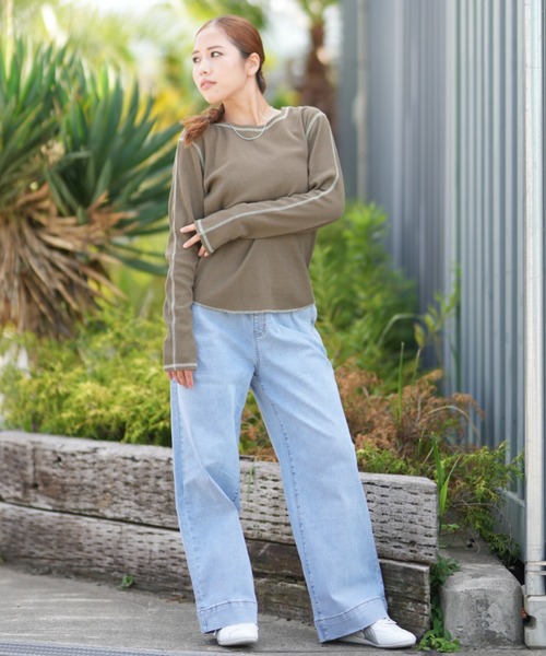 ムラサキスポーツ(ムラサキスポーツ)の「RIKKA FEMME/リッカファム サーマルロンT RF25FW04(Tシャツ/カットソー・レディース・ネイビー/ホワイト/カーキ・M/L/S/M)」の16枚目の写真