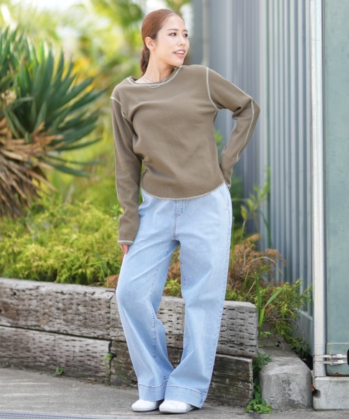 ムラサキスポーツ(ムラサキスポーツ)の「RIKKA FEMME/リッカファム サーマルロンT RF25FW04(Tシャツ/カットソー・レディース・ネイビー/ホワイト/カーキ・M/L/S/M)」の19枚目の写真