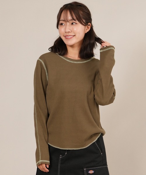 ムラサキスポーツ(ムラサキスポーツ)の「RIKKA FEMME/リッカファム サーマルロンT RF25FW04(Tシャツ/カットソー・レディース・ネイビー/ホワイト/カーキ・M/L/S/M)」の20枚目の写真