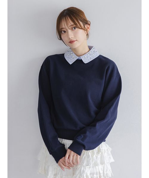 USAGI ONLINE/ZOZOTOWN限定】ビジュー衿スウェット（スウェット