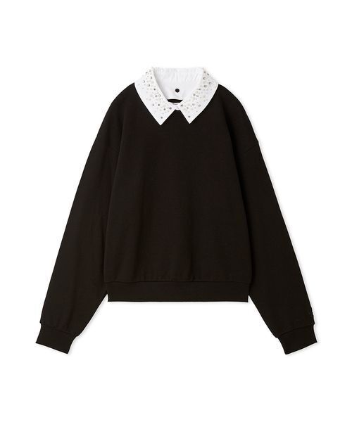 【新品未使用、タグ付き】snidel 新作 スナイデル ビジュー衿スウェット USAGI ONLINE/ZOZOTOWN限定】ビジュー衿スウェット（スウェット