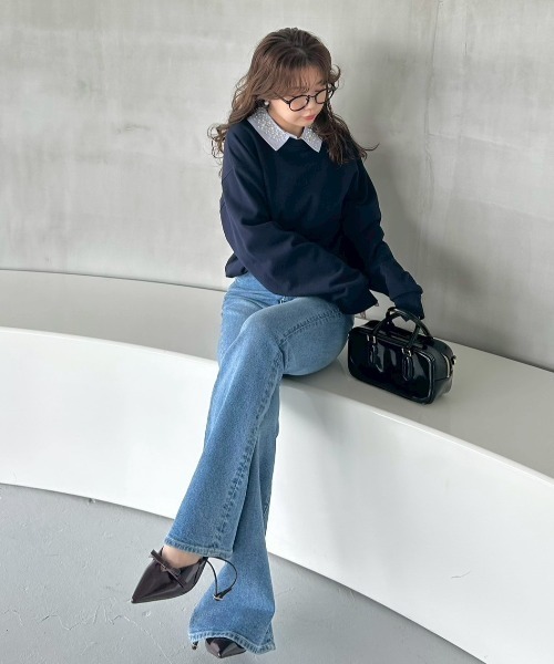 USAGI ONLINE/ZOZOTOWN限定】ビジュー衿スウェット（スウェット