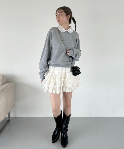 USAGI ONLINE/ZOZOTOWN限定】ビジュー衿スウェット（スウェット