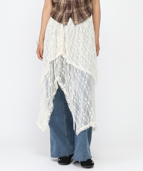 3.3 Field Trip （3.3フィールドトリップ）の「3.3 Field Trip／レースイレヘムレスカート（スカート・レディース・ブラック/アイボリー・FREE）」の16枚目の写真