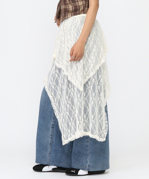 3.3 Field Trip （3.3フィールドトリップ）の「3.3 Field Trip／レースイレヘムレスカート（スカート・レディース・ブラック/アイボリー・FREE）」の15枚目の写真